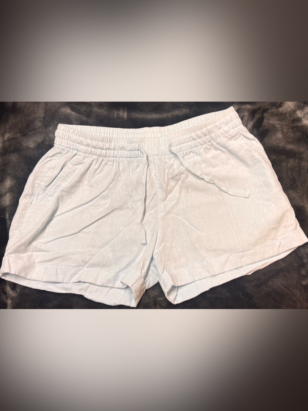 Old Navy Light Blue Drawstring Linen-Blend Women's Shorts
